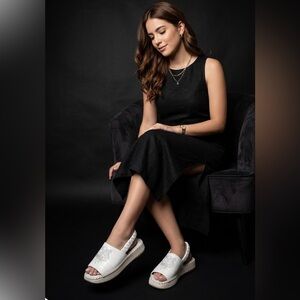 Kenzo White Women Tiger Embroidered Slide Sandals